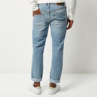 Light blue wash Dean cropped straight jeans
